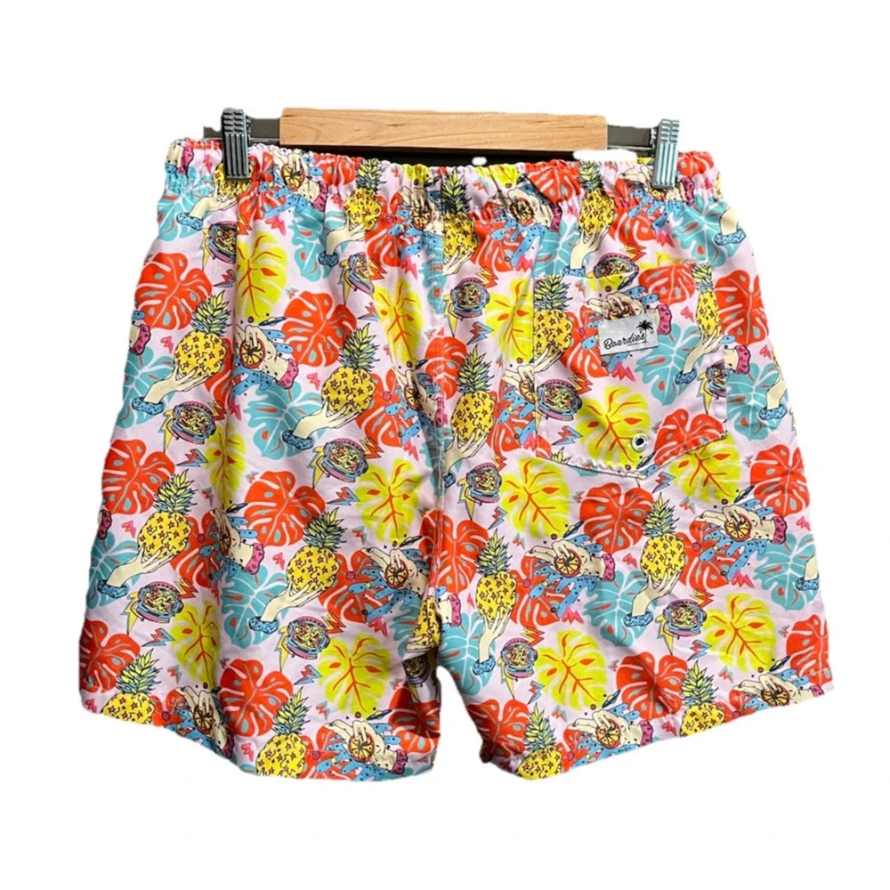 Boardies Apparel Multicolor Pineapple Graphic Men's Swim Trunks Shorts Size L‎